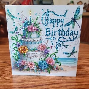 NWOT Hand Crafted Blue and Pink Birthday Card